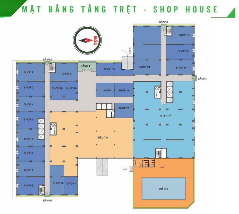 mặt bằng tầng 1 Homyland 3